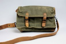 画像1: Vintage 1950's French Military Canvas and Leather ショルダーバッグ/フランス 【未使用】 (1)