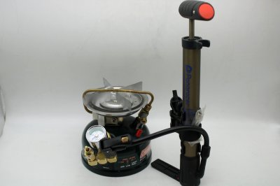 画像1: コールマン 502, 508A, 550B  圧力計＆ポンプアダプター＆エア抜きバルブ＆注油口キャップ 4点セット/ (三刀流) Coleman 