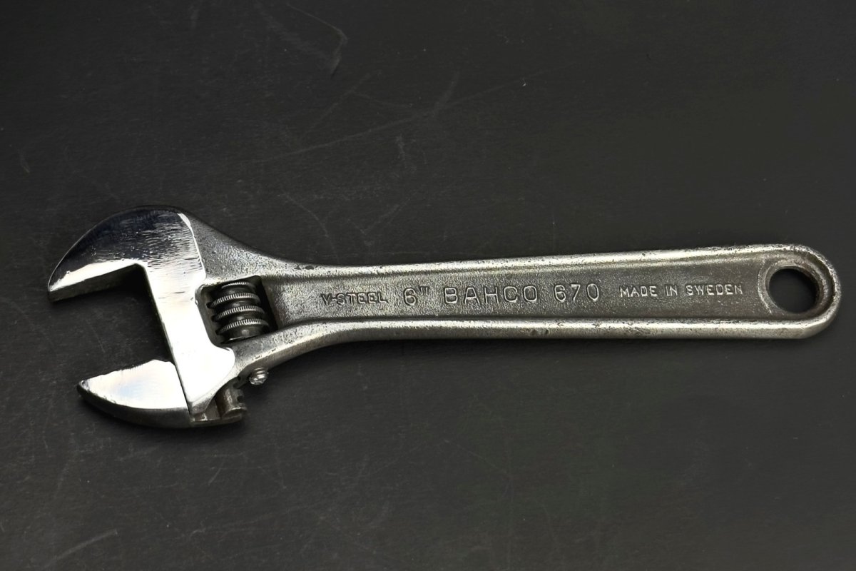 画像1: BAHCO 6”Bahco 670 Sweden モンキーレンチ バーコ ヴィンテージ 鍛造鋼 鏡面仕上げ 1969-1983 (1)