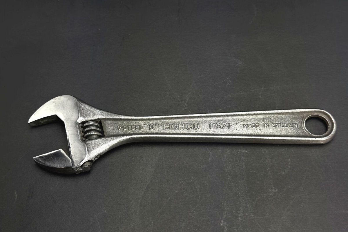 画像1: BAHCO 8& No.0671 バーコ ヴィンテージ モンキー レンチ 鍛造鋼 鏡面仕上げ 1969-1983 (1)