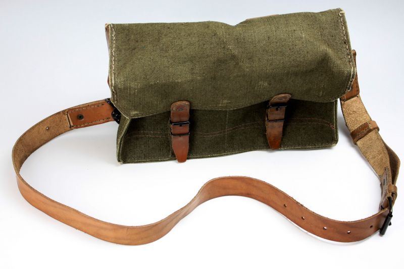 Vintage Rugged 1950's French Military Army Canvas and Leather
