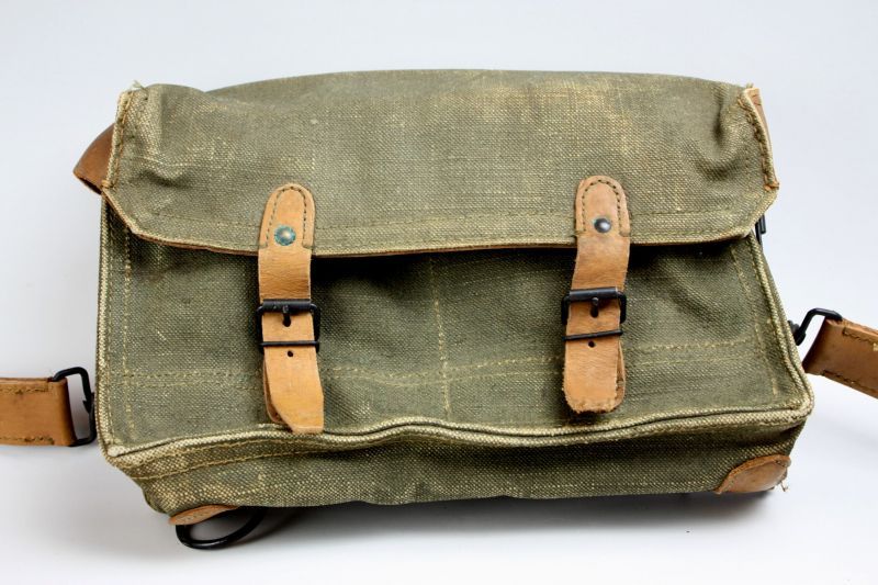 Vintage Rugged 's French Military Army Canvas and Leather